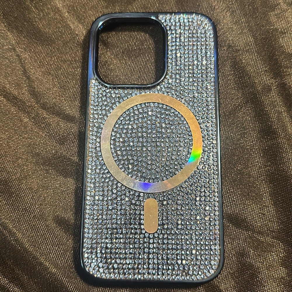 LuxyLemon Blue Crystal Glam MagSafe Phone Case, iPhone 14 Pro - Picture 6 of 12